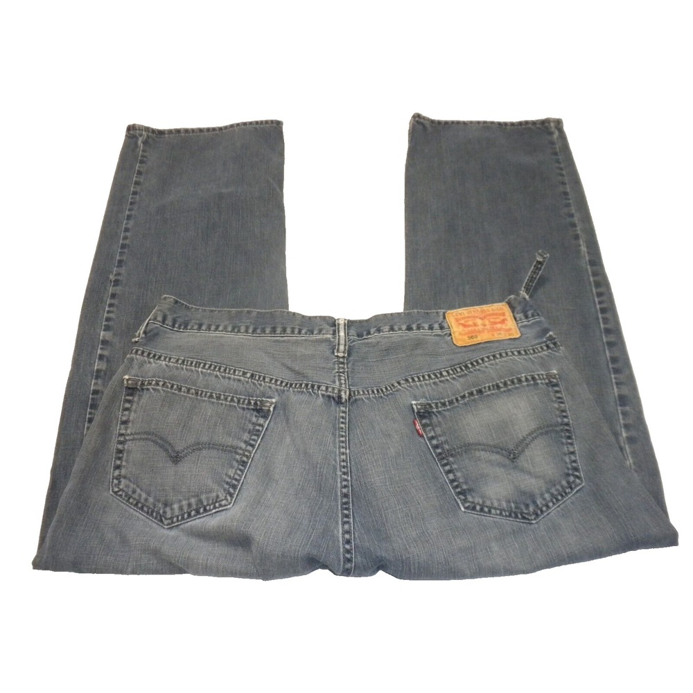 Levi's 569 Mens Jeans‎ 36x30 Blue Denim Loose Straight Fit Dark Wash Distressed